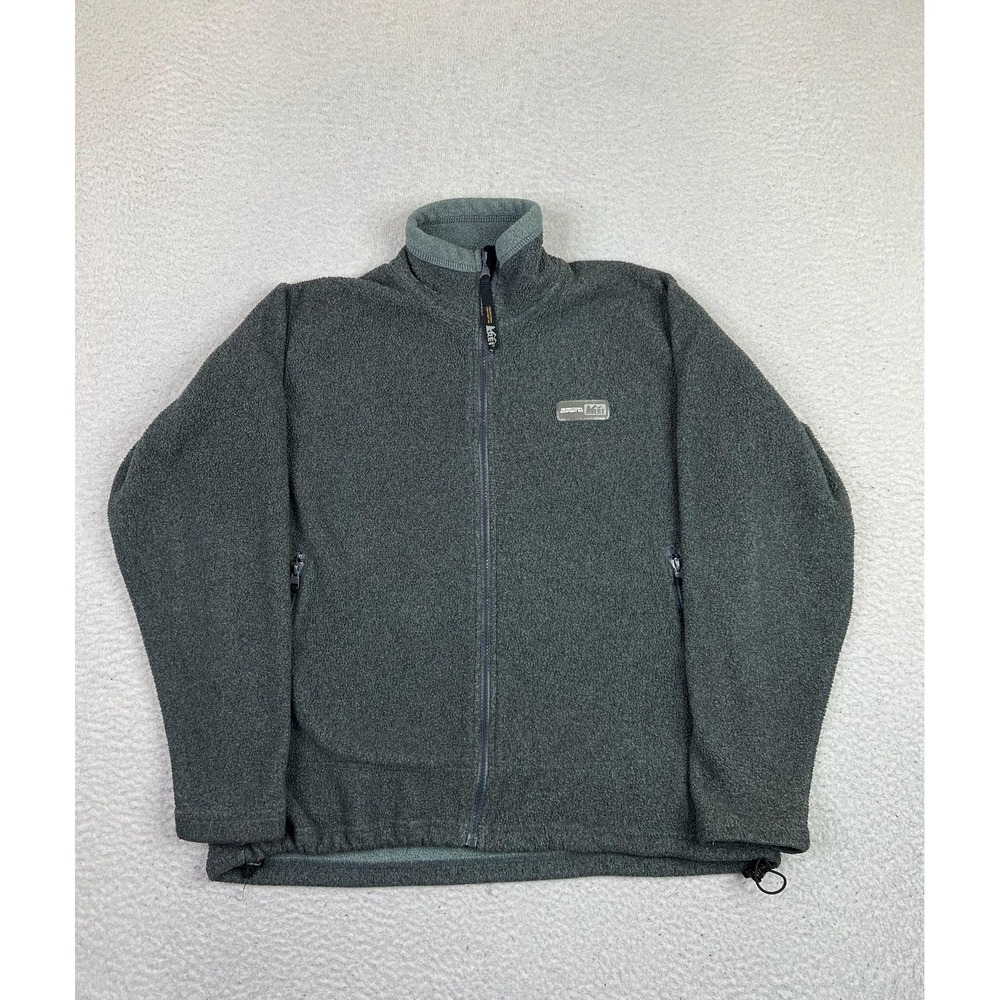 REI Fleece Jacket Womens‎ Medium Gray Full Zip Stand Collar Outdoor Hiking